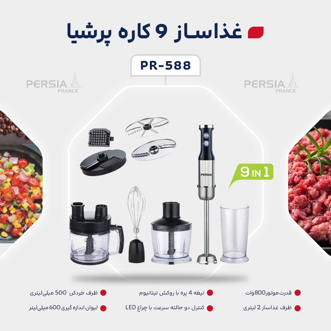 ✔️#غذاساز 9 کاره پرشیا مدل PR-588